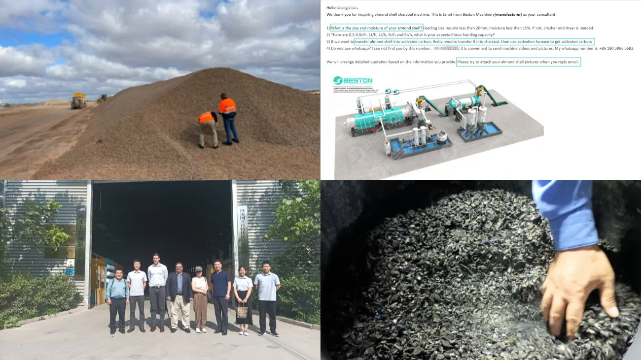Almond Shell Charcoal Making Production Project in Australia