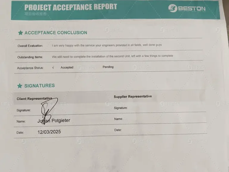 South Africa Pyrolysis Project Acceptance Report