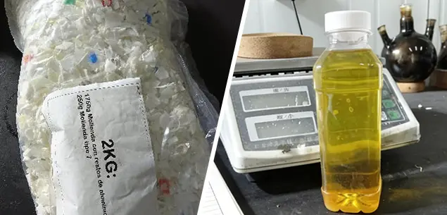 HDPE plastic pyrolysis oil (catalyzed)