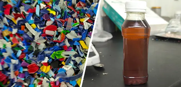Plastic pyrolysis oil from bottle cap (catalyzed)