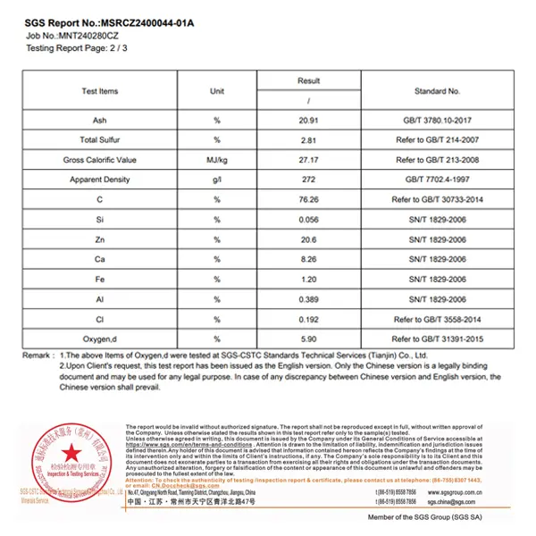 Pyrolysis Carbon Black SGS Report